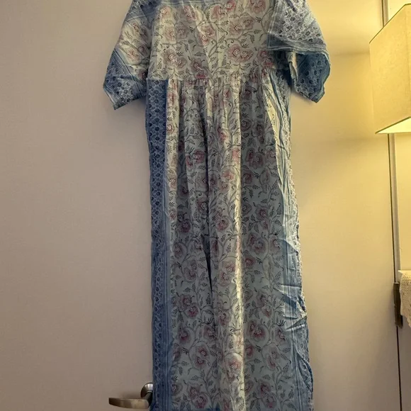 Matta NY Blue and Pink Floral Jina Maxi Dress NWT - Picture 2 of 5